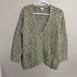 Pure Jill by J Jill Green Marled Knit One Button Cardigan Sweater size small